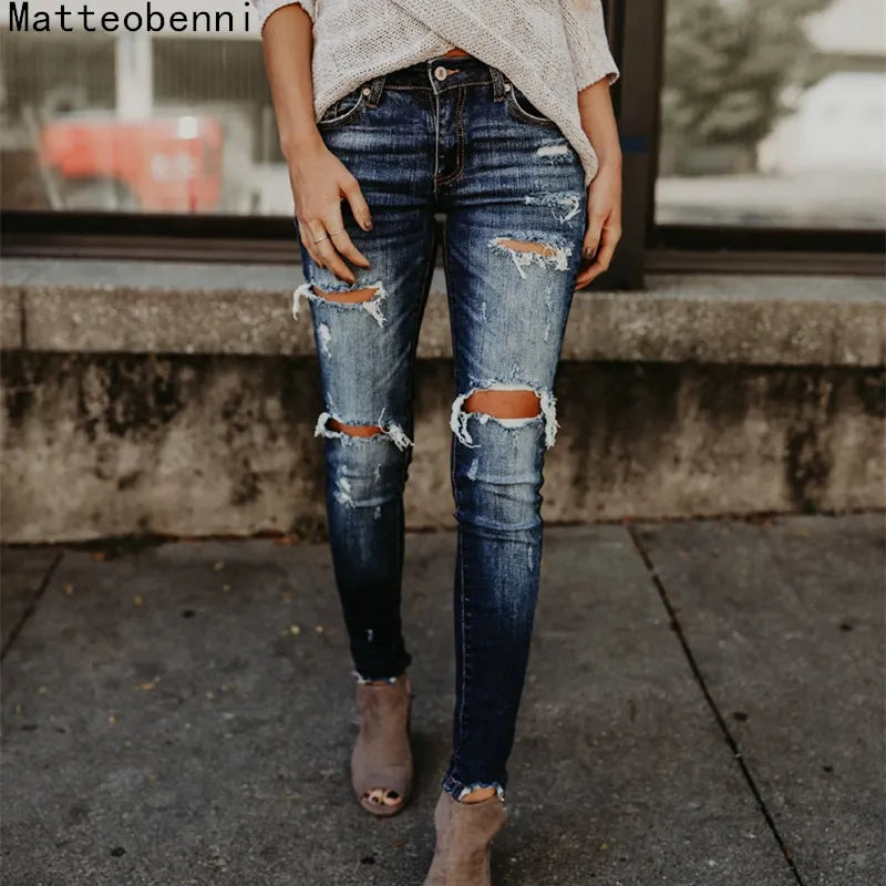 Ripped Jeans Women Pants Cool Denim Vintage skinny.
